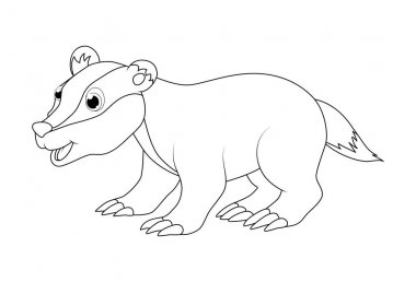 Beyaz arka plan üzerinde izole karikatür porsuk anahat