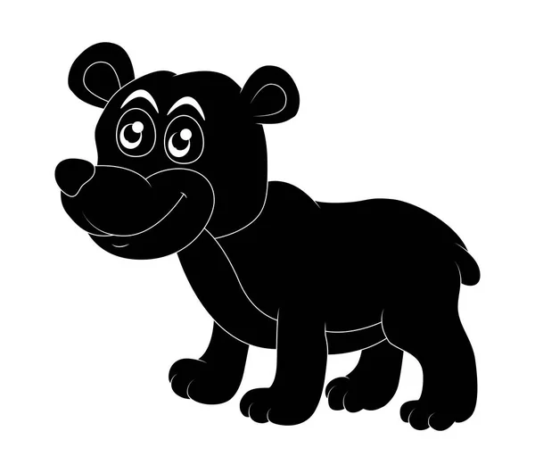 白い背景に分離された漫画クマのシルエット — ストックベクタ