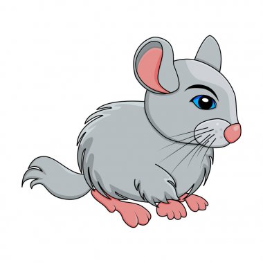 Beyaz arka plan üzerinde izole karikatür chinchilla kemirgen