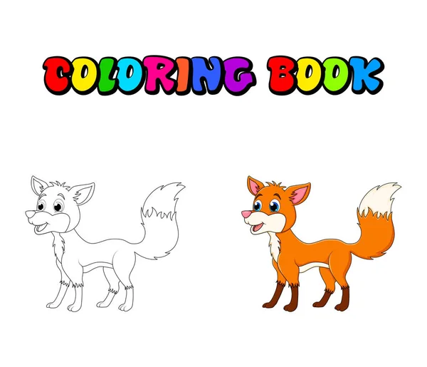 Kreslený fox colorig kniha izolovaných na bílém pozadí — Stockový vektor