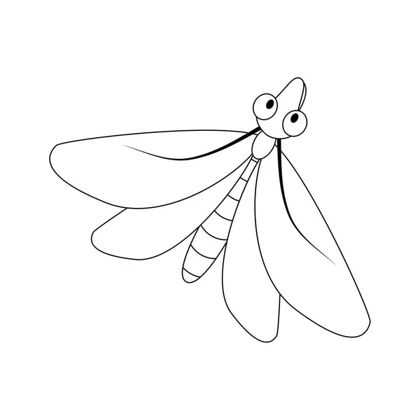 Insecte de contour de papillon de bande dessinée isolé sur fond blanc — Image vectorielle