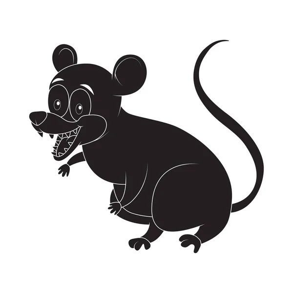 Karikatur Opossum Nagetier Silhouette isoliert auf weißem Hintergrund — Stockvektor