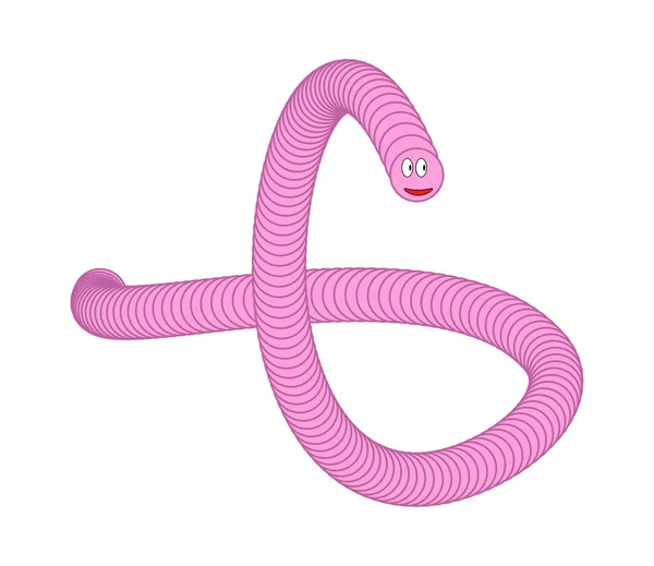 Dibujos animados gusano rosa aislado sobre fondo blanco — Vector de stock