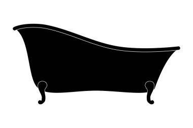 Beyaz arka plan üzerinde izole karikatür boş küvet siluet