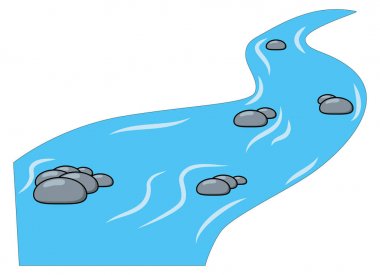 Çizgi film brook, beyaz arka plan üzerinde izole Nehri