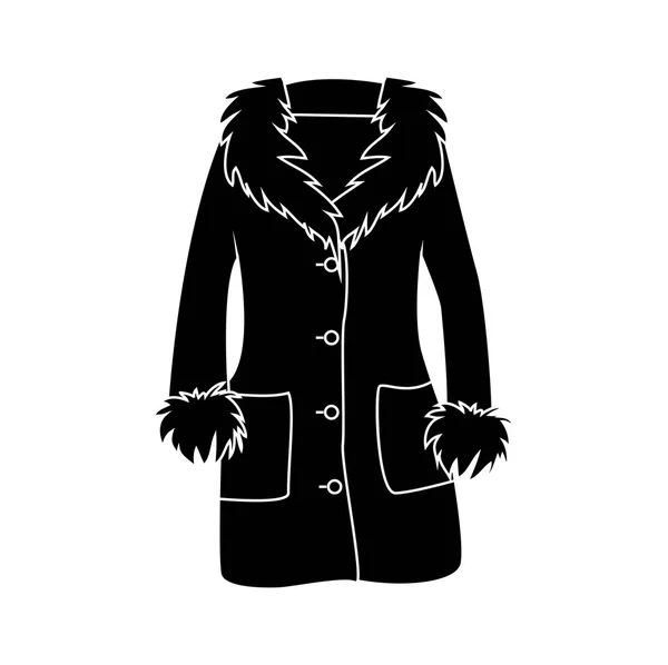 Cartoni animati pelliccia inverno cappotto silhouette isolato su sfondo bianco — Vettoriale Stock