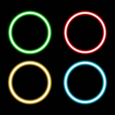 Retro neon daire üzerinde izole siyah arka plan ayarlamak