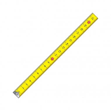 Beyaz arka plan üzerinde izole karikatür ölçü birimi teyp