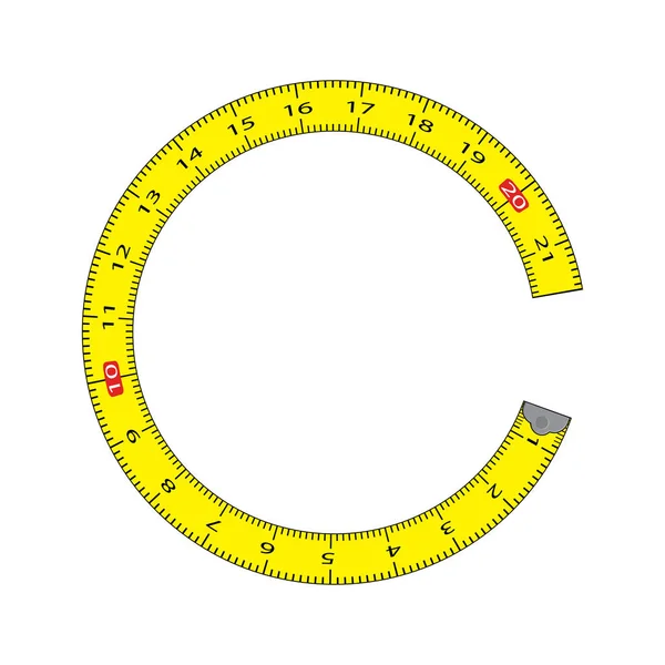 만화 측정 테이프 원형 프레임 흰색 배경에 고립 — 스톡 벡터