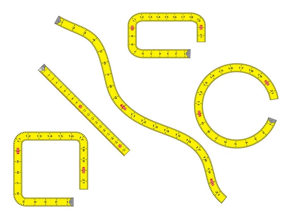 흰색 배경에 고립 된 만화 측정 테이프 세트 — 스톡 벡터