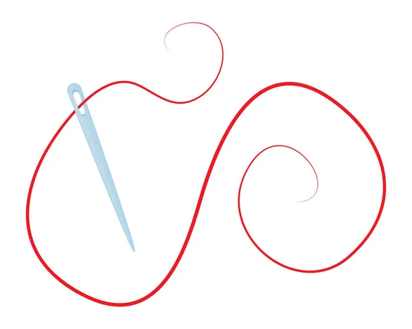 Aiguille de dessin animé avec fil isolé sur fond blanc — Image vectorielle