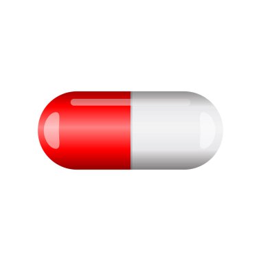 Beyaz arka plan üzerinde izole kırmızı ve beyaz kapsül pill