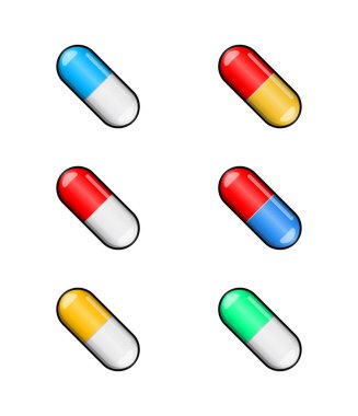 çizgi film kapsül pill izole üzerinde beyaz arka plan belirleme