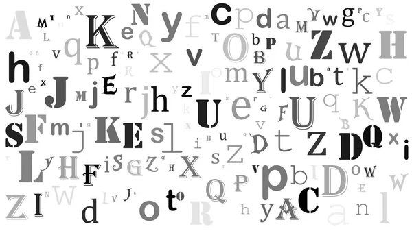 Náhodná písmena anglické abecedy podtisku na bílém — Stockový vektor