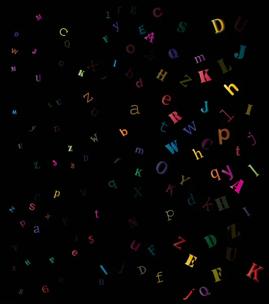Padající barevné písmena anglické abecedy podtisku — Stockový vektor
