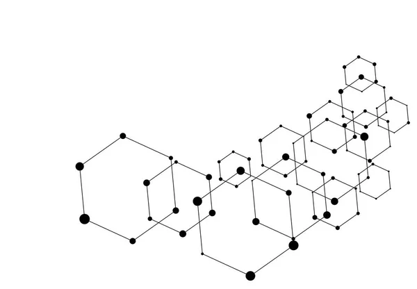 Esagono collegato puntini sfondo, astratto carta da parati molecola — Vettoriale Stock