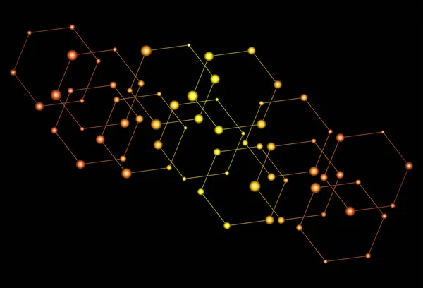 Fondo de puntos conectados hexágono, fondo de pantalla de molécula abstracta — Vector de stock