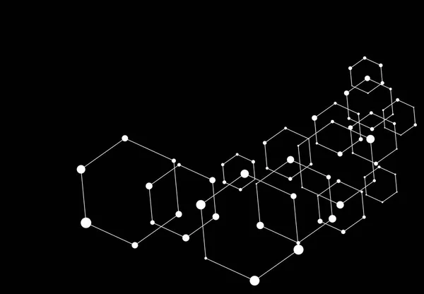 Hexagon anslutna prickar bakgrund, abstrakt molekyl skrivbordsunderlägg — Stock vektor