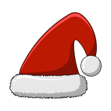 Kırmızı Noel Baba şapkası beyaz arka planda izole edilmiş. Kürklü şapka.