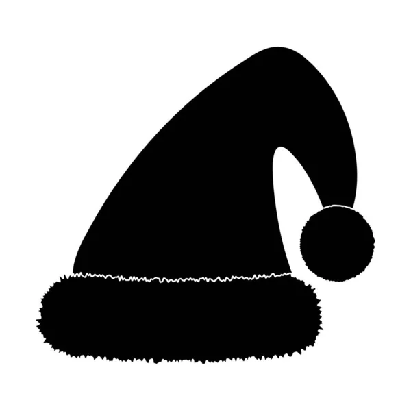 Chapeau de Noël Père Noël avec silhouette en fourrure. Nouvel An plafond Iso — Image vectorielle