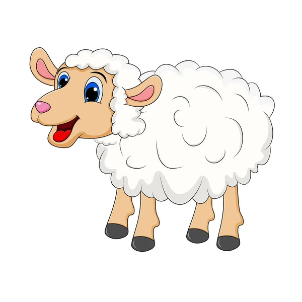 Mascotte de Mouton Cartoon Caractère Debout pour le concept de la ferme. heureux — Image vectorielle