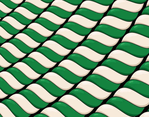 Weihnachten Muster mit Zuckerstangen Linien. grün-weißer Streifen — Stockvektor