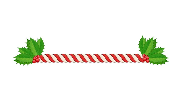 Zuckerstangen-Trennlinie für weihnachtliches Design. Weihnachtszauber — Stockvektor