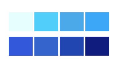 Çizgi film tasarımı için mavi renk kütüphaneleri Shade ve Ligths paleti