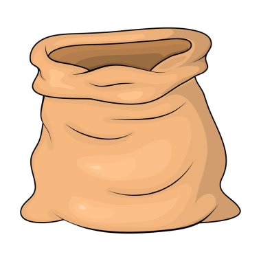 Empty bag open for gold or money. brown Burlap sack vector Illus