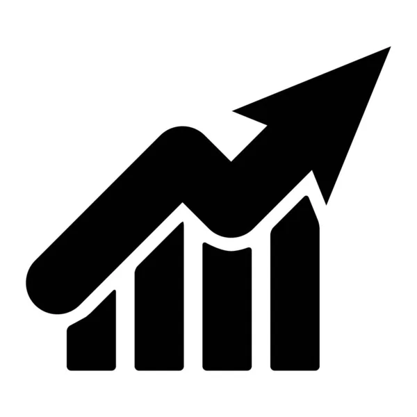Növekedési grafikon fel sziluett ikon. Pénzügyi táblázat nyíl lineáris szem — Stock Vector