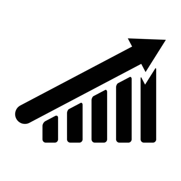 Növekedési grafikon fel sziluett ikon. Pénzügyi táblázat nyíl lineáris szem — Stock Vector