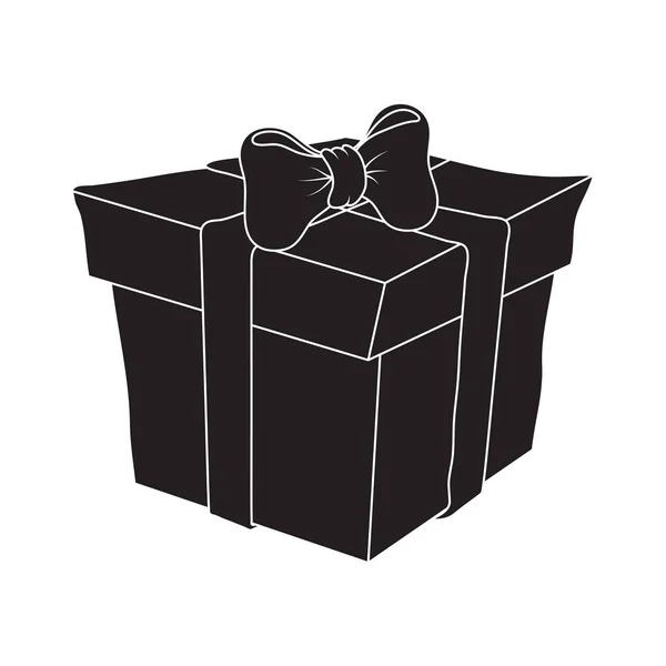 Geschenkbox Silhouette Symbol Zeichen. schwarzes Symbol für Webseite — Stockvektor