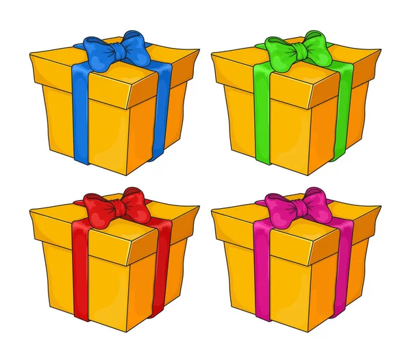 Geschenkdozen geïsoleerd op witte achtergrond. oranje pictogram symbool — Stockvector