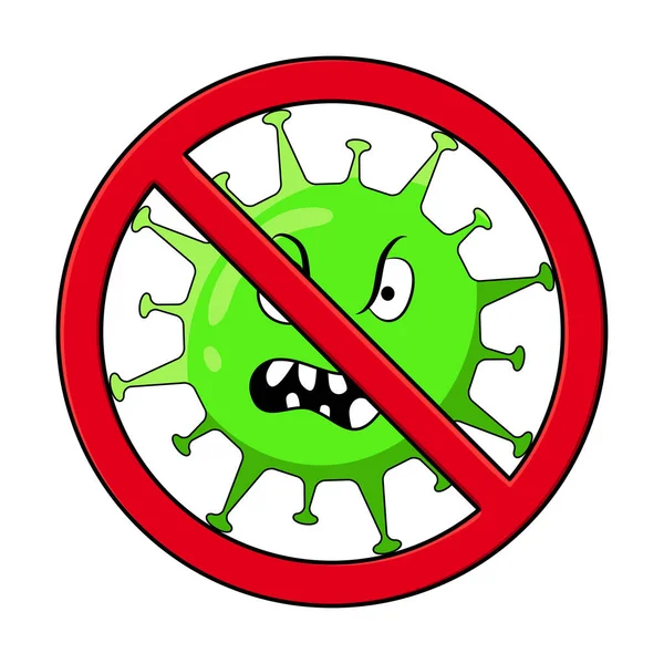 Stop Het Corona Virus Teken 2019 Ncov Doorgestreept Met Rood — Stockvector