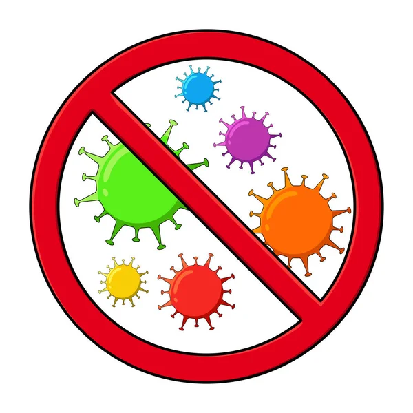 Coronavirus 2019 Ncov Новела Коронавірус Схрещується Червоним Знаком Stop Припини — стоковий вектор