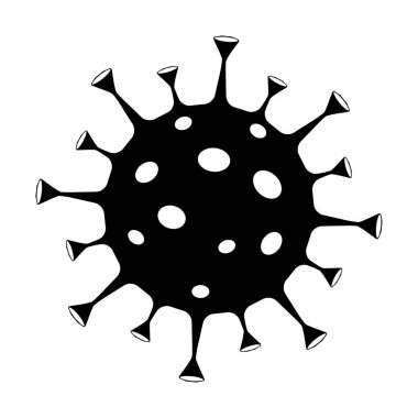 Coronavirus 2019-nCoV. Corona virüs ikonu. Beyaz arka planda siyah izole. Salgın ve korona virüsü salgınları. Çince için dua et. Vektör illüstrasyonu.