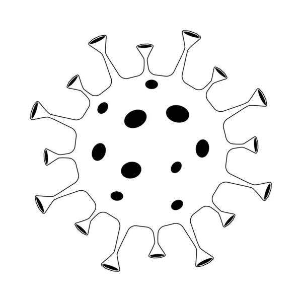 Corona Disegno Contorno Virus Sfondo Bianco Coronavirus Nel Simbolo Icona — Vettoriale Stock