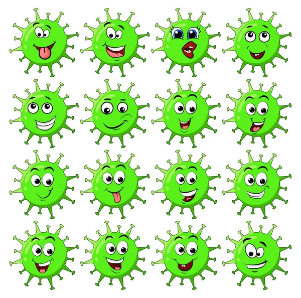 Virus Corona Sel Desain Karakter Karakter Dengan Bahagia Ilustrasi Vektor - Stok Vektor