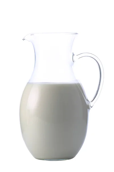 Pot avec un peu de lait isolé sur blanc — Photo