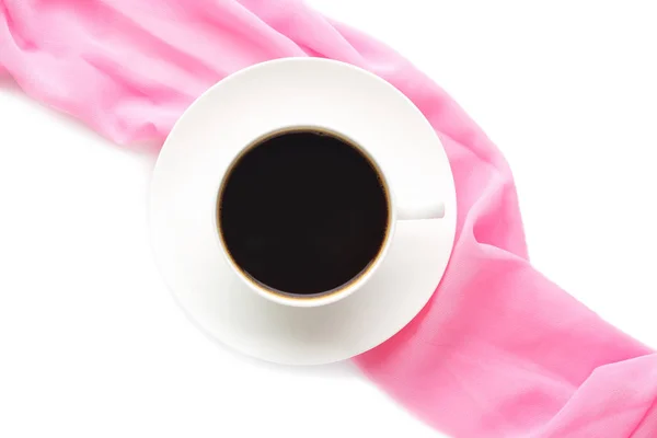 Cup of coffee with pink napkin — Stock Photo, Image