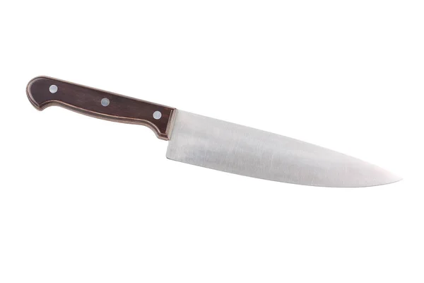 白で隔離されるシェフのナイフ — ストック写真