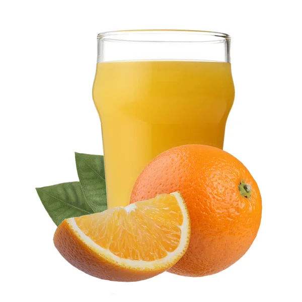 Glass Orange Juice Slices Orange Fruit Isolated White Background — Stock Photo, Image