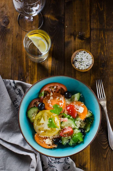 Tabbouleh Arabisk Sallad Från Couscous Och Grönsaker Royaltyfria Stockbilder