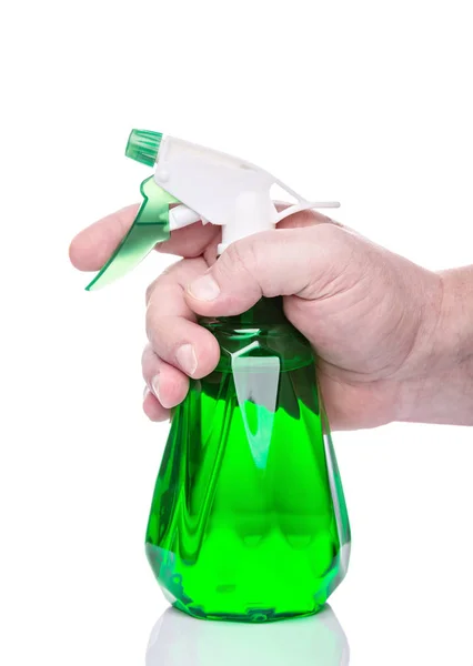 Zielone butelki w parze ze sprayem — Zdjęcie stockowe
