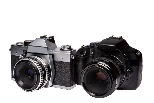 Cyfrowe i kamery filmowej z obiektywami z — Zdjęcie stockowe
