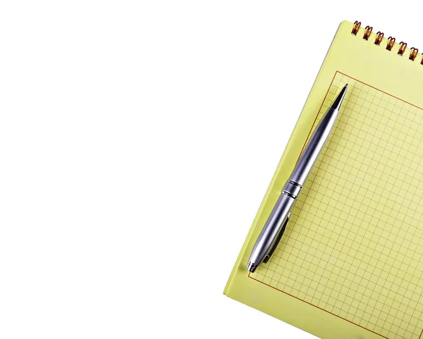 Yellow notebook silver handle — Stock Photo, Image
