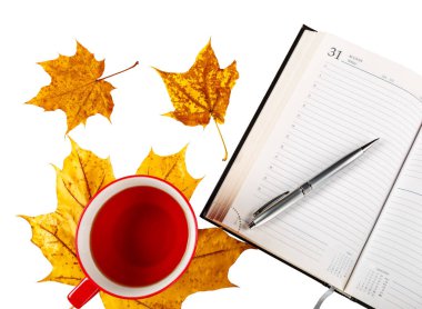 Fincan çay not defteri kalemi