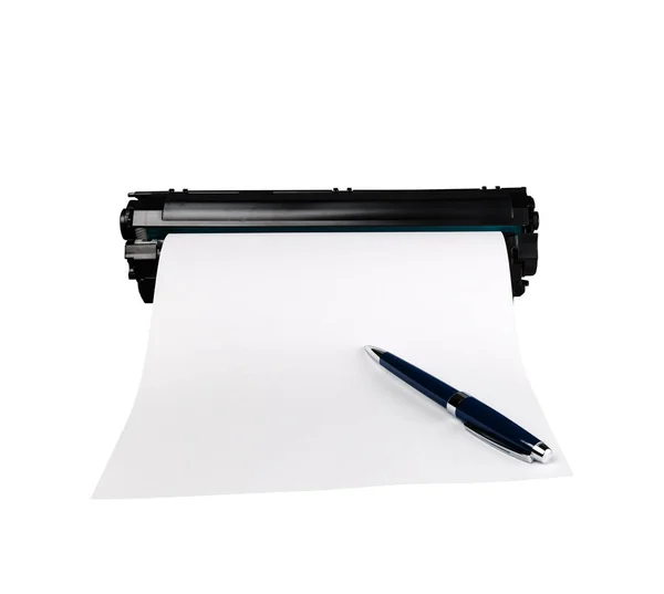 Ballpoint pen on white sheet of paper — Stock Photo, Image