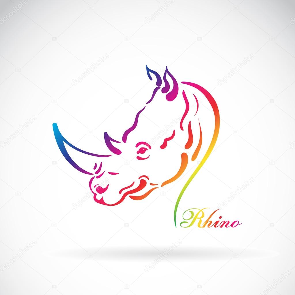 Vector of hand sketch a rhino head on a white background. Animal design