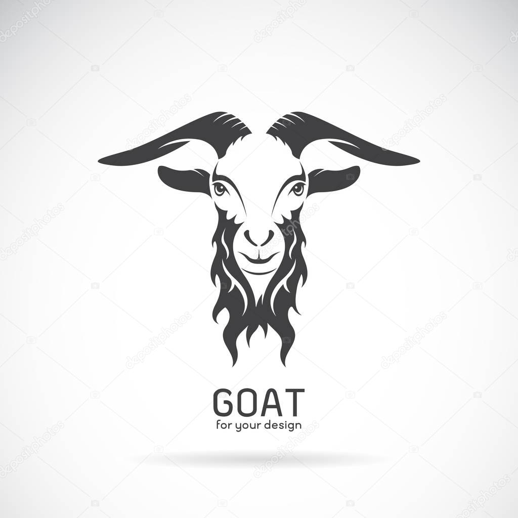 Vector image of a goat head design on white background, Vector goat logo. Wild Animals.